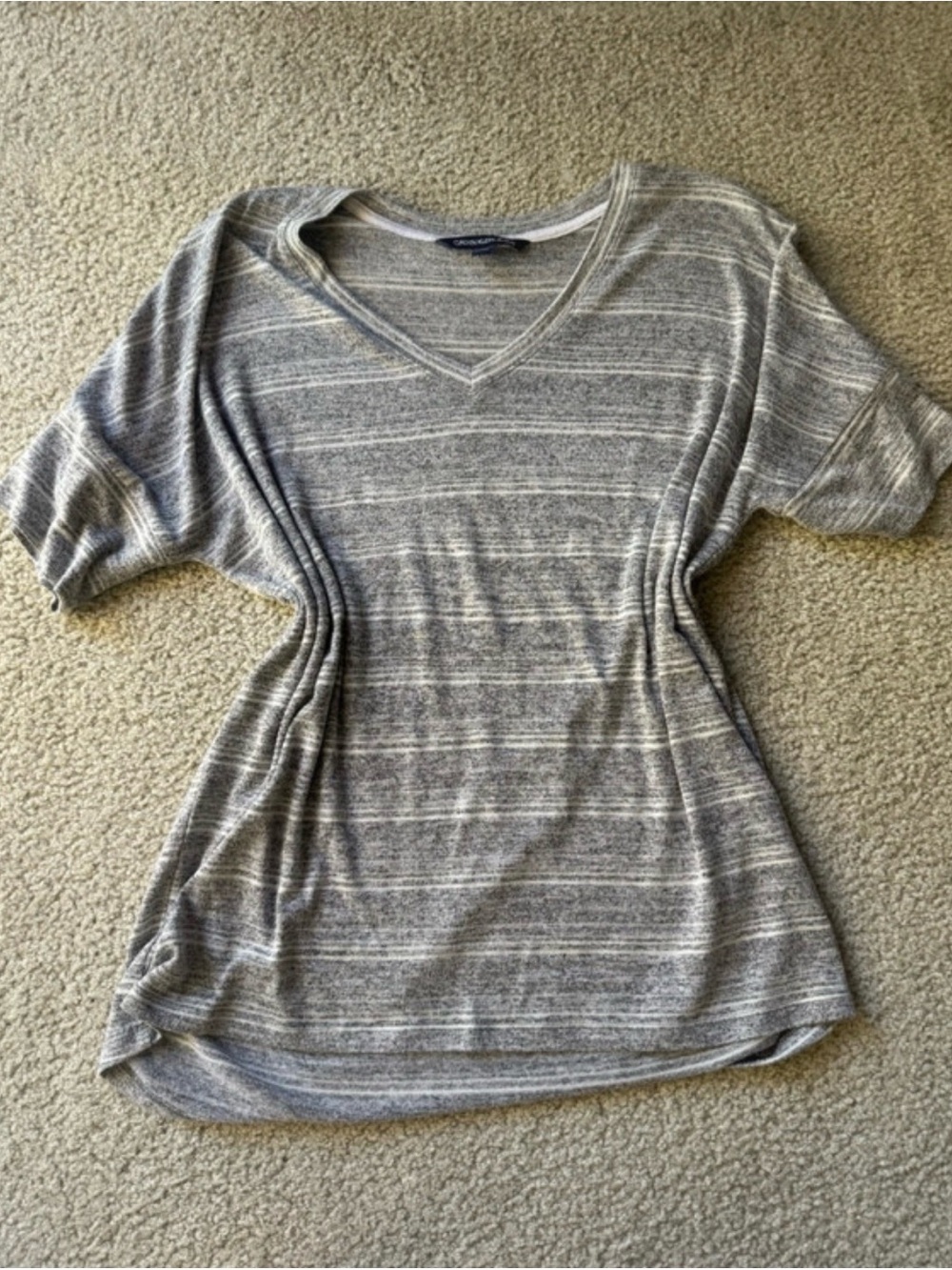Calvin Klein Gray Striped V-Neck Tee sexy casual